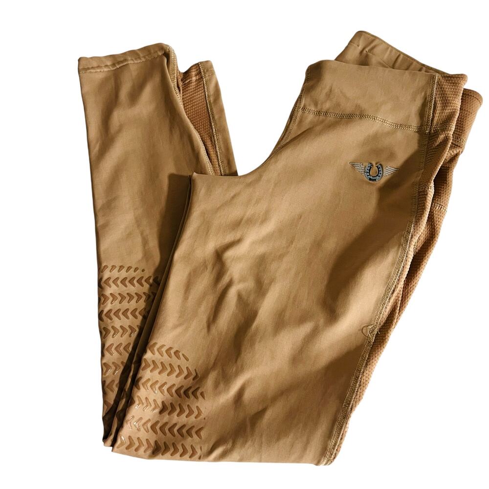 TuffRider Ventilated Schooling Tights Size S Small Tan - Picture 9 of 9